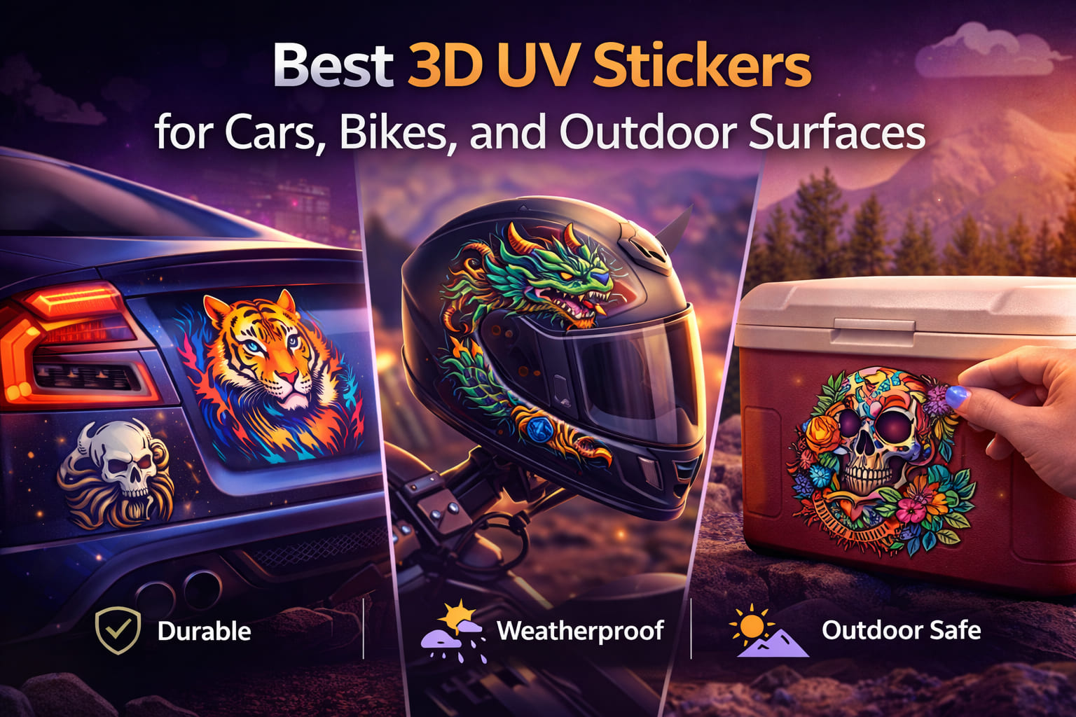 Uv Riased Stickers Best 3D UV Stickers for Cars, Bikes, and Outdoor Surfaces